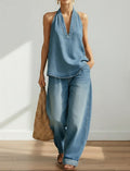 Ivy | Conjunto de dos piezas de denim suave lavado vintage