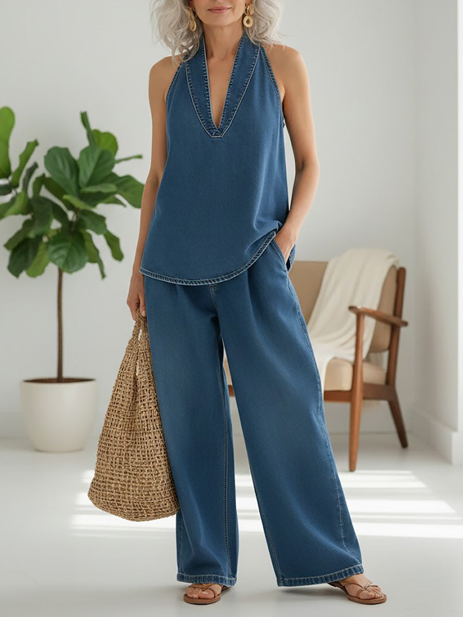 Ivy | Conjunto de dos piezas de denim suave lavado vintage
