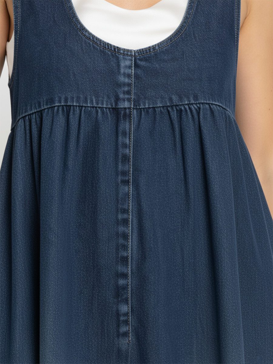 Karen | Vestido Maxi de Denim Suave Lavado Vintage