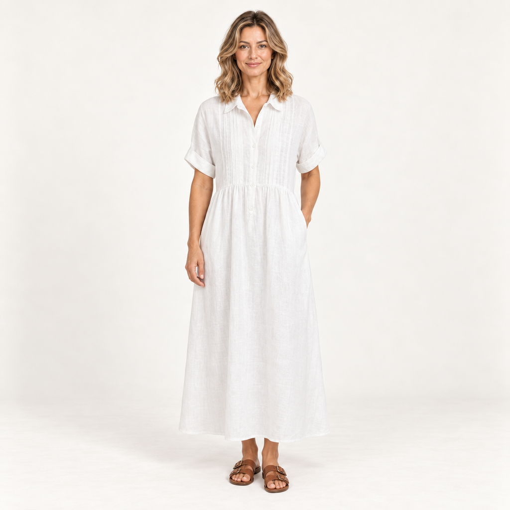 Sandra — vestido camisero blanco armonizado