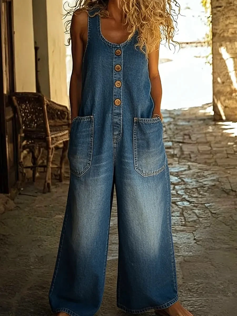 Ruth | Pantalones de mezclilla vintage de algodón suave con pierna ancha