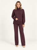 Seline – conjunto de punto color ciruela, portada premium con modelo rubia