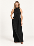 Valeria | Vestido negro con modelo rubia - Ana Ruiz